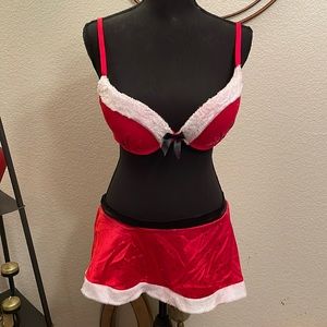 SEXY Sequined Mrs Santa Claus 2 piece Bra & Skirt w/Thong Lingerie Set